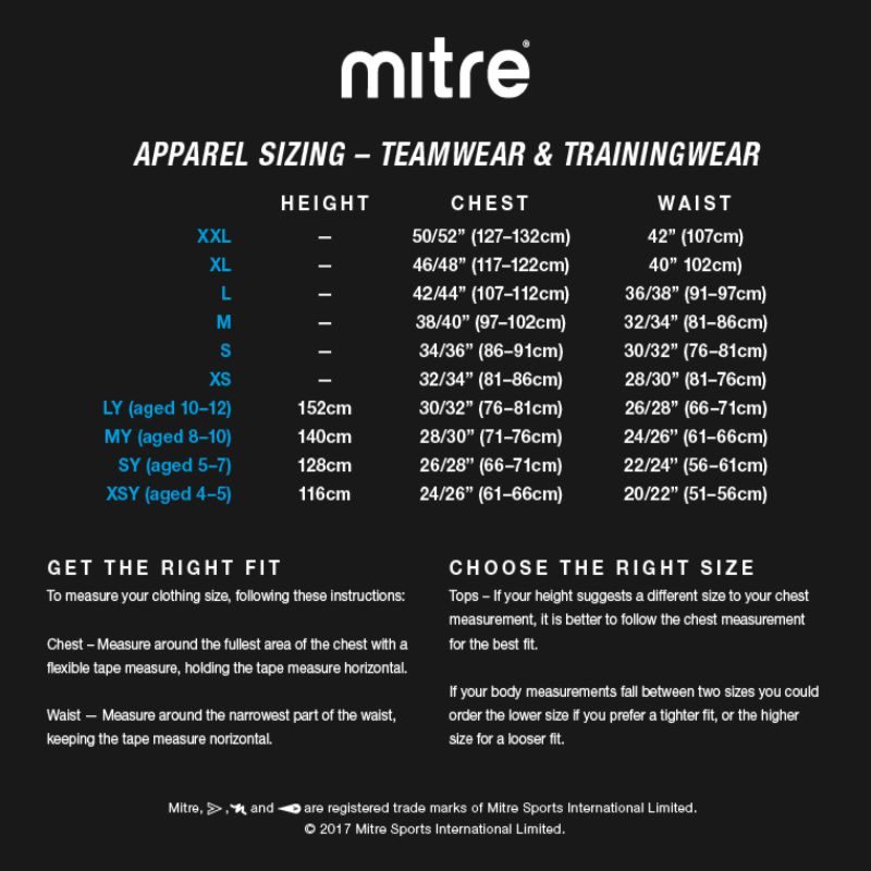 Mitre Size Guide