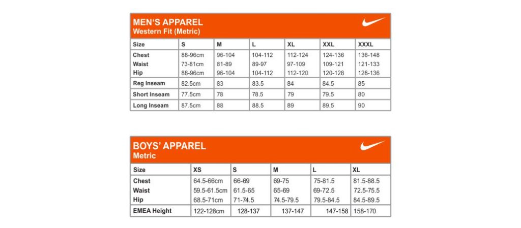 Nike Size Chart Men's & Kids 2 - RJM Sports