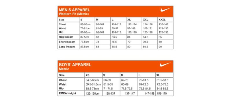 Nike Size Chart Men's & Kids 2 - RJM Sports