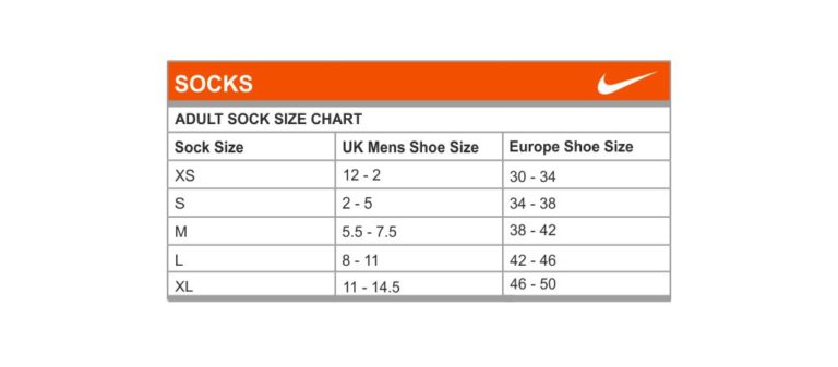 Nike Size Chart Socks 2 – RJM Sports