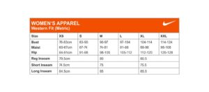 nike size chart clothes