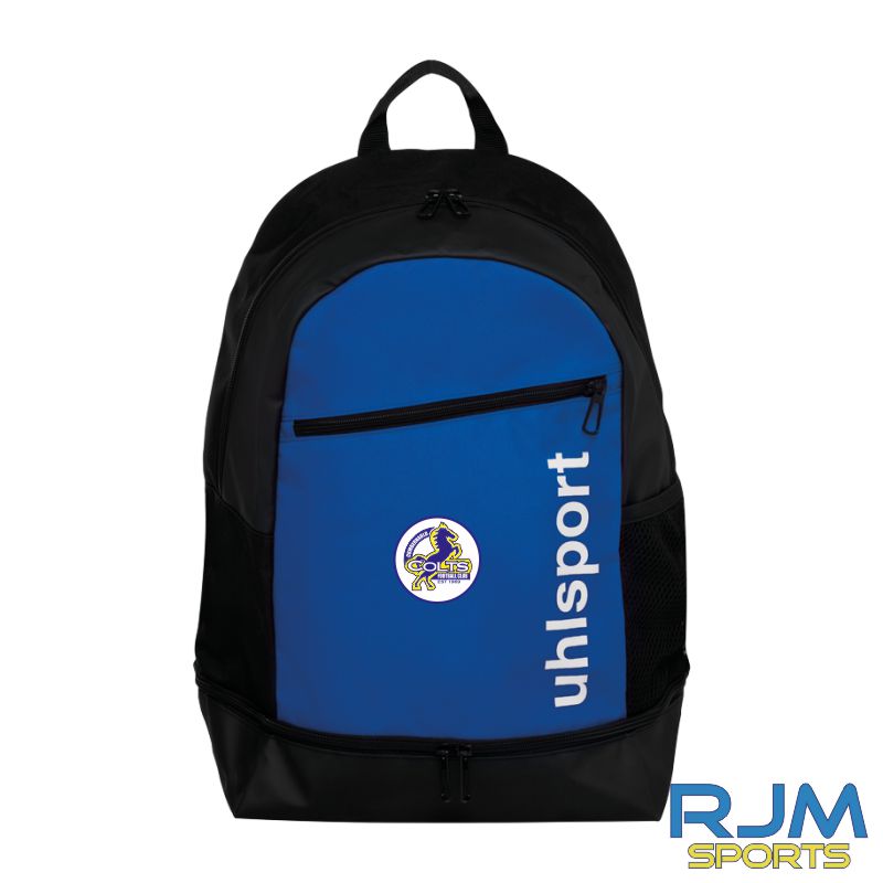 Cumbernauld Colts FC Uhlsport Essential Backpack with Bottom Compartment Azure Blue Black