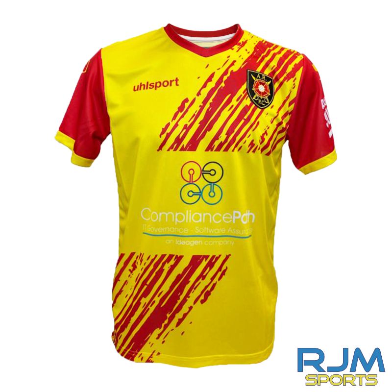 Albion Rovers FC 2023/24 Uhlsport Home Shirt Lime Yellow/Red