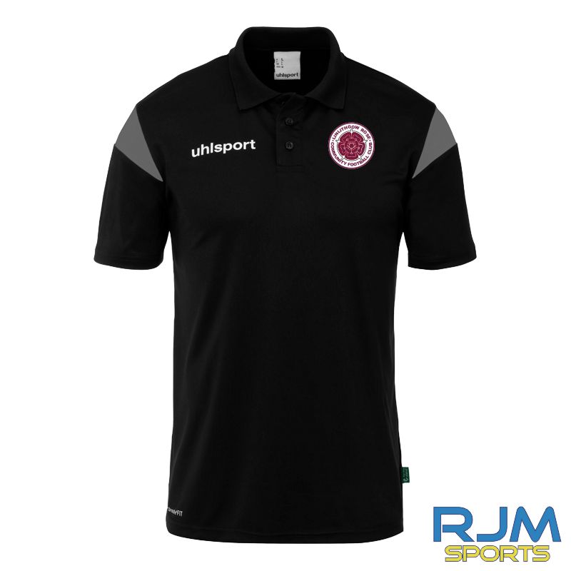 Linlithgow Rose Community Football Club Coaches Uhlsport Squad 27 Polo Shirt Black