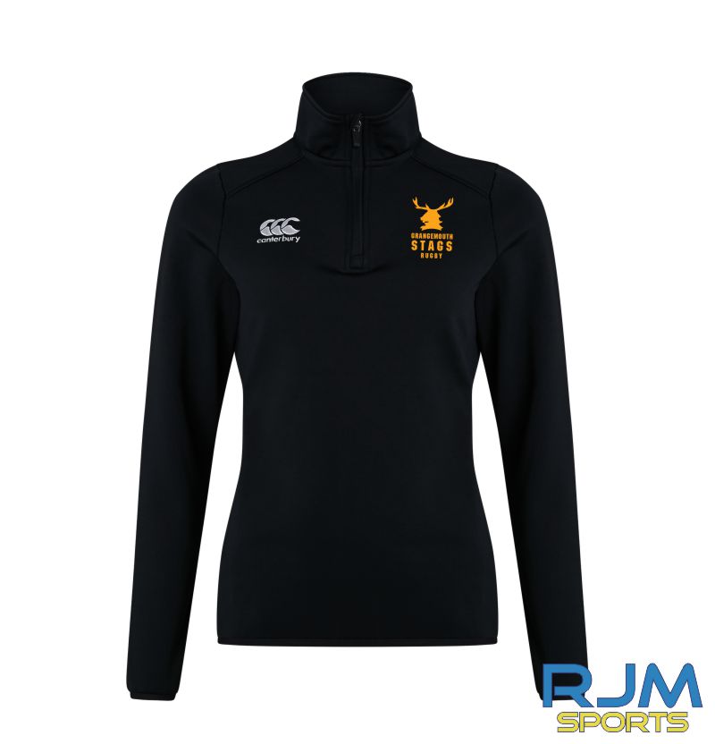 Grangemouth Stags Rugby Women's Canterbury Club 1/4 Zip Mid Layer Training Top Black