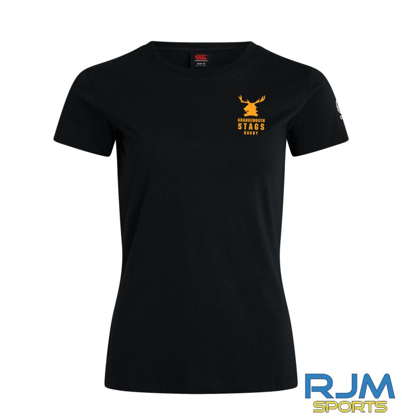 Grangemouth Stags Rugby Women's Canterbury Club Plain Tee Cotton/Poly Black