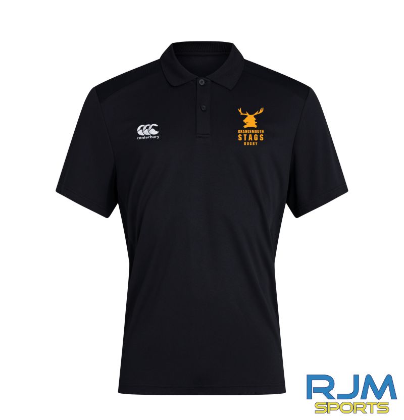 Grangemouth Stags Rugby Mens Canterbury Club Dry Polo Shirt Black