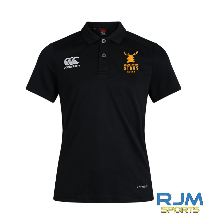 Grangemouth Stags Rugby Youth Canterbury Club Dry Polo Shirt Black