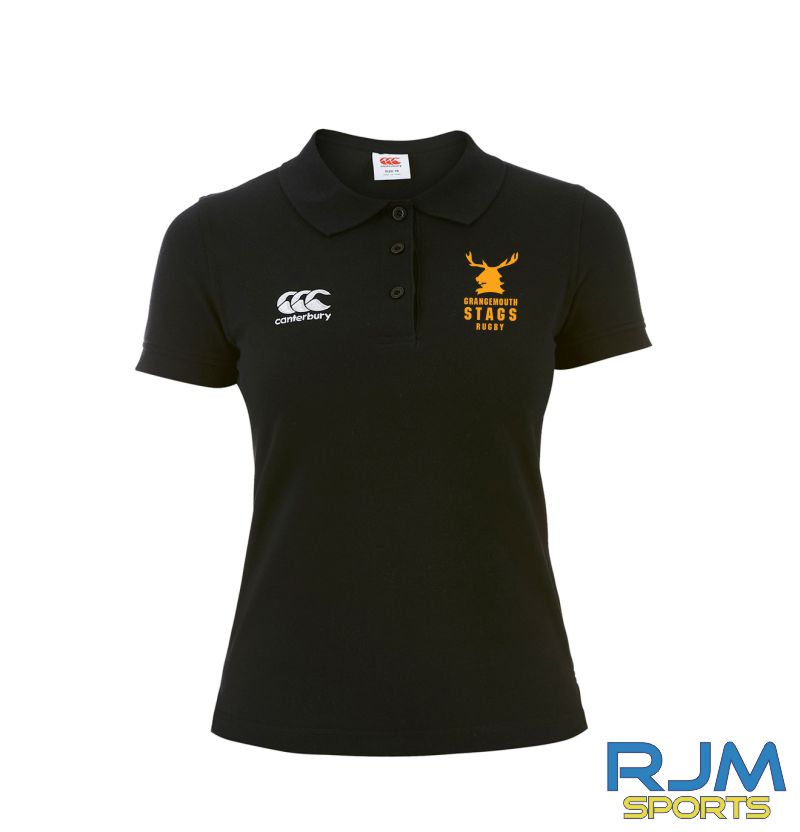 Grangemouth Stags Rugby Women's Canterbury Waimak Cotton Polo Shirt Black