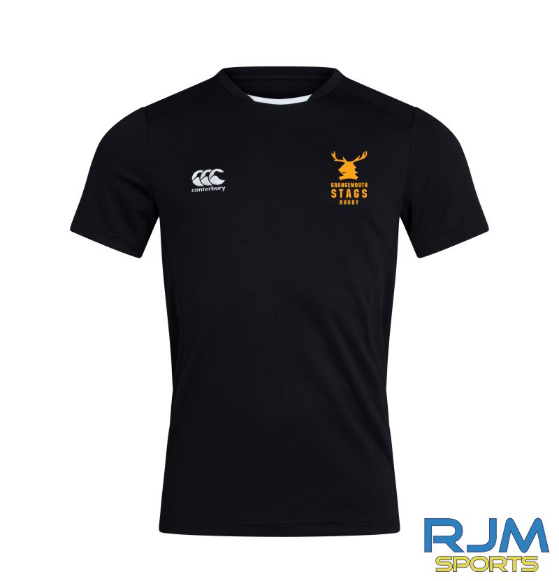 Grangemouth Stags Rugby Mens Canterbury Club Dry Tee Poly Black