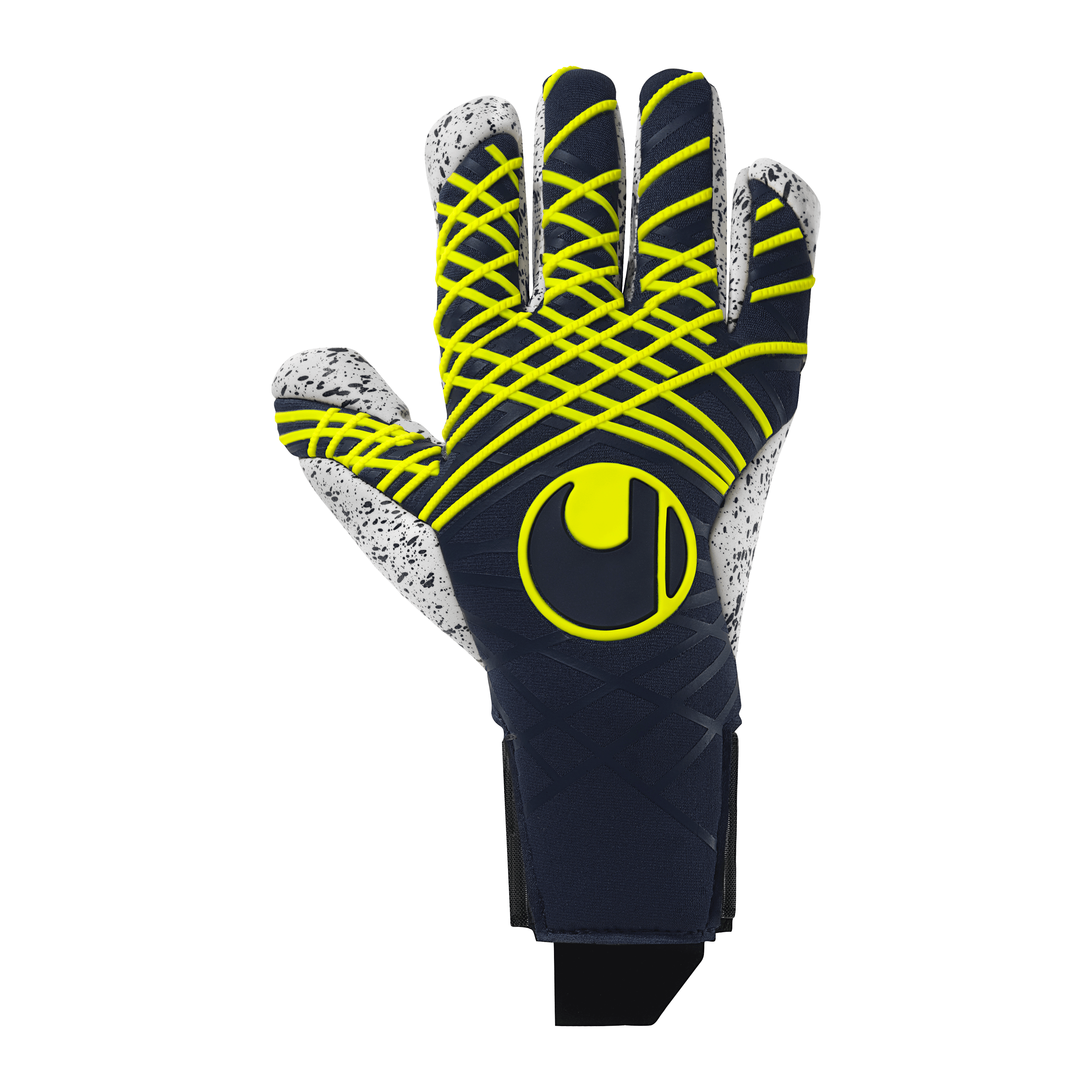 Uhlsport Prediction Supergrip Plus Finger Surround Goalkeeper Gloves Navy/White/Yellow