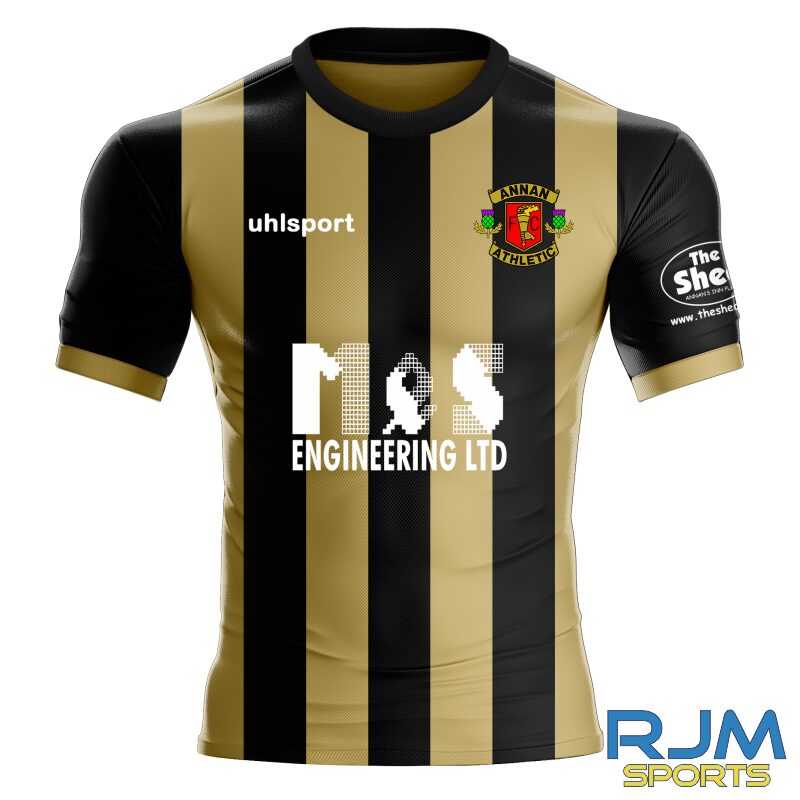 Annan Athletic FC 2026/27 Uhlsport Home Shirt Gold/Black
