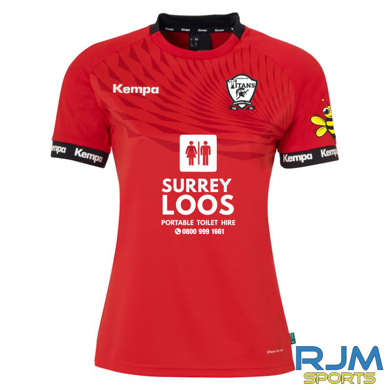 Carshalton Titans Handball Club Women's Kempa Wave 26 Home Shirt Red/Black