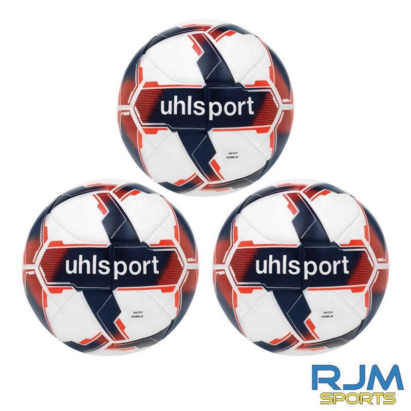 Scottish Women's Football League 2024 Uhlsport Match Addglue Football Size 5 3 Ball Deal White/Navy/Fluo Red