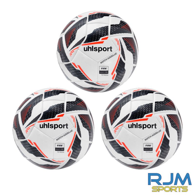 Scottish Women's Football League NEW 2025 Uhlsport Match Addglue Football Size 5 3 Ball Deal White/Navy/Fluo Red