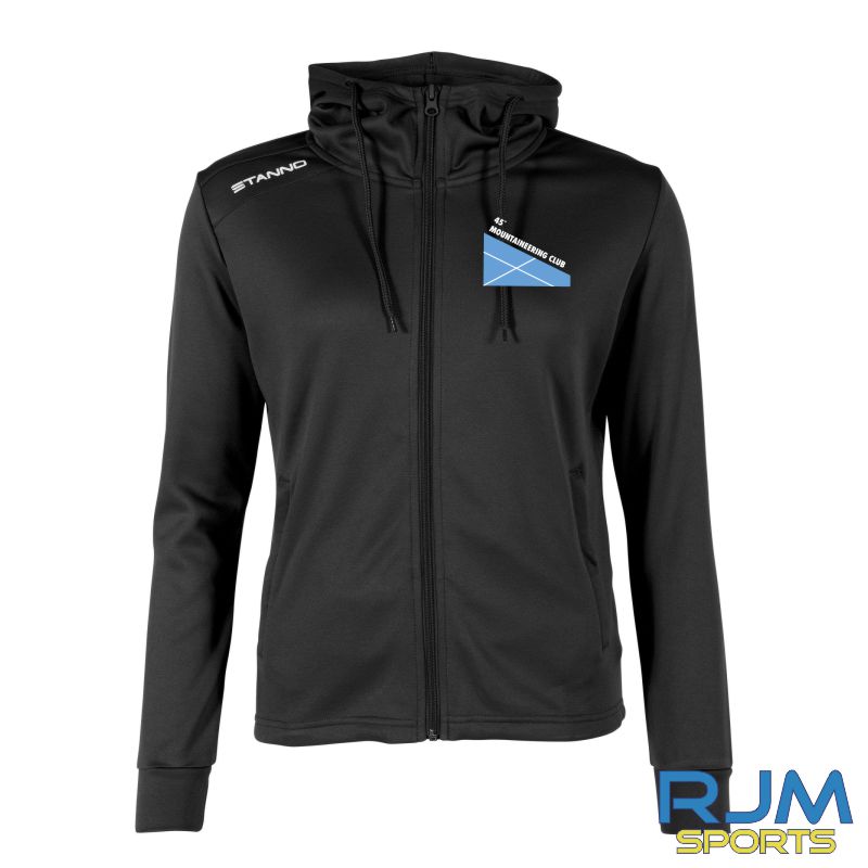 45 Degree Mountaineering Club Ladies Stanno Field 'Logo' Hooded Full Zip Black