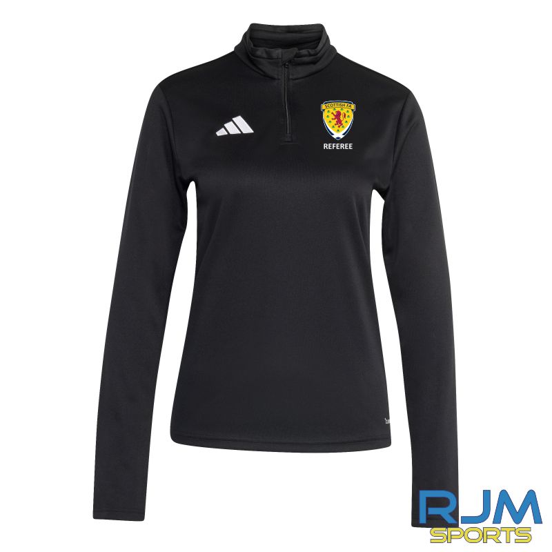 Scottish FA Referee Adidas Women's Entrada 26 1/4 Zip Training Top Black/White