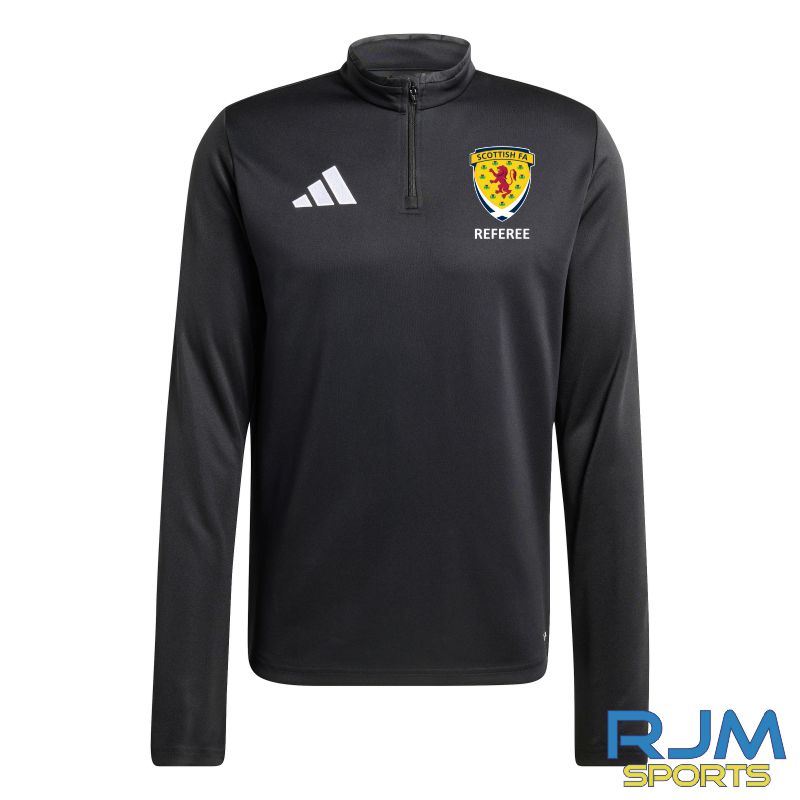 Scottish FA Referee Adidas Entrada 26 1/4 Zip Training Top Black/White