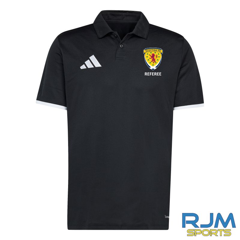 Scottish FA Referee Adidas Entrada 26 Polo Shirt Black/White