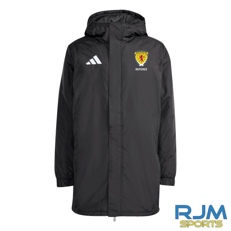 Scottish FA Referee Adidas Entrada 26 Stadium Parka Jacket Black/White
