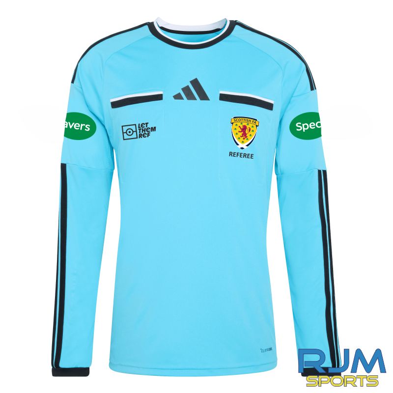 Scottish FA Referee Adidas Referee 26 Long Sleeve Jersey Bright Cyan/Black