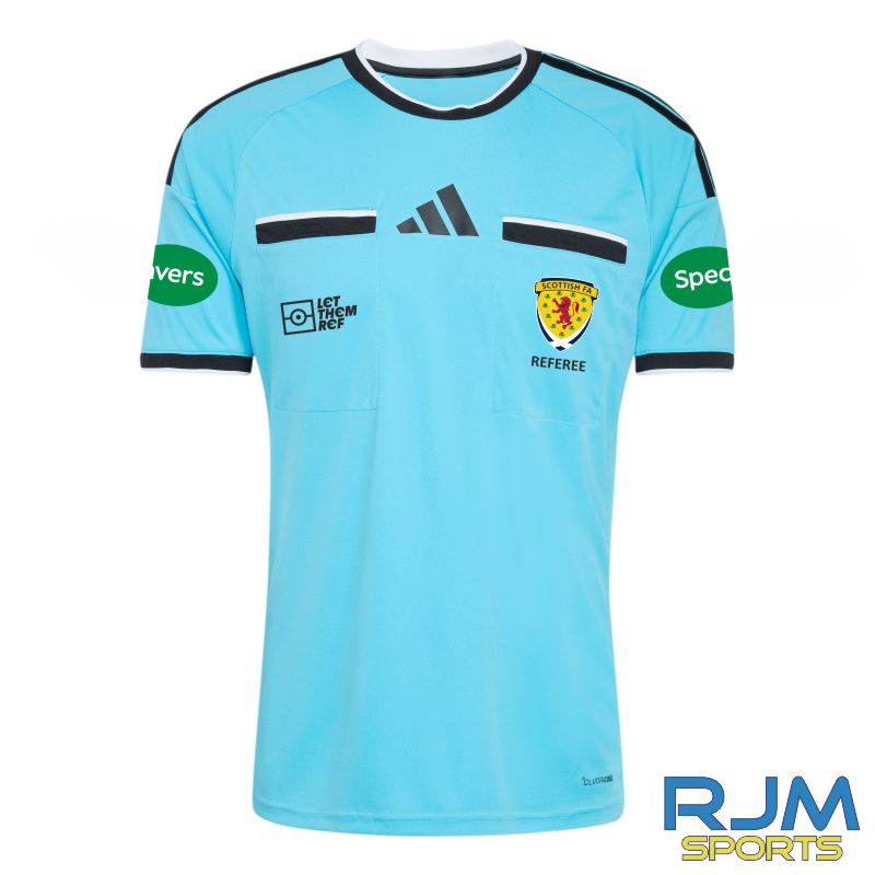 Scottish FA Referee Adidas Referee 26 Short Sleeve Jersey Bright Cyan/Black