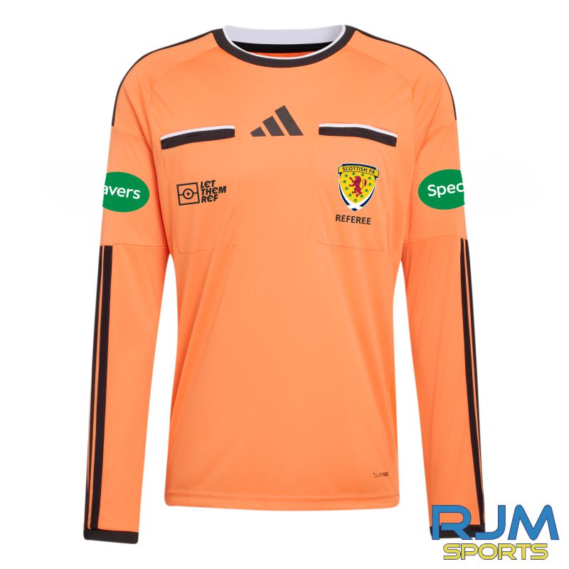 Scottish FA Referee Adidas Referee 26 Long Sleeve Jersey Trace Orange/Black