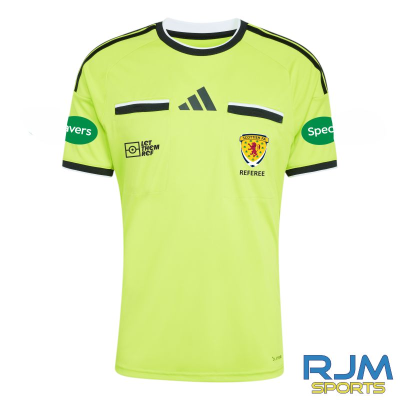 Scottish FA Referee Adidas Referee 26 Short Sleeve Jersey Semi Solar Yellow/Black