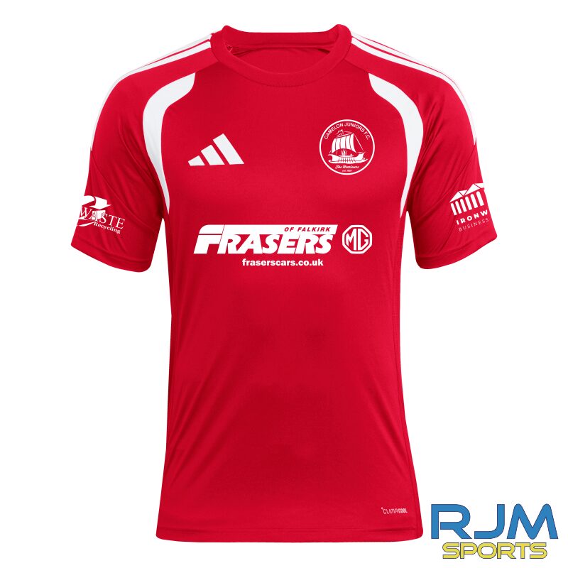 Camelon Juniors FC Home Adidas Tiro 26 Leauge Jersey Red/White
