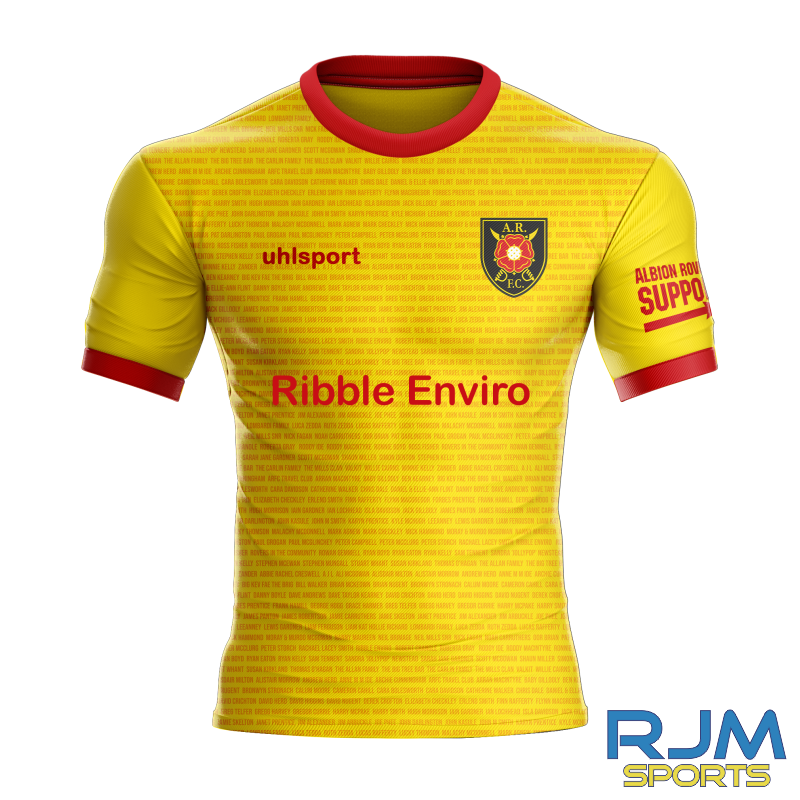 Albion Rovers FC 2026/27 Uhlsport Home Shirt Lime Yellow/Red