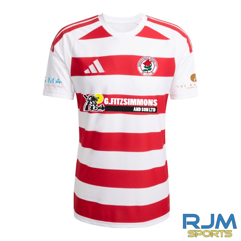 Bonnyrigg Rose FC Home Adidas Hooped 26 Jersey Red/White